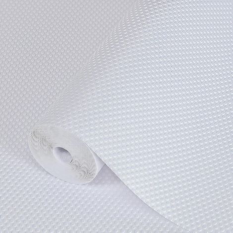 Tapis Fond de Tiroir Non-adhésif Antidérapant, Rouleau Protection pour Tiroir Cuisine, Protege Etagere Placard Frigo, EVA Plastique Film Protecteur pour Meuble (Blanc Point, 40x450cm) (1/5)