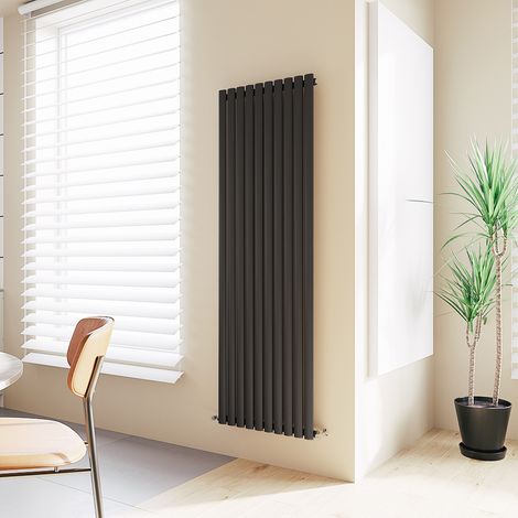 Acezanble Vertical Oval Column Radiator Central Heating Rad 1800x590mm Single Black