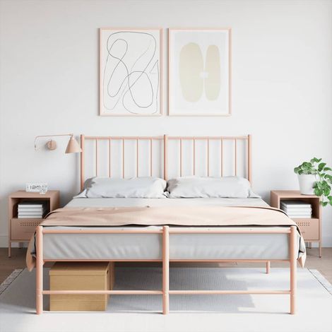 Bedside Cabinets 2 pcs Pink 36x39x50.5 cm Steel vidaXL (1/5)