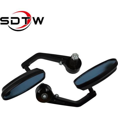 CNC motorcycle aluminum alloy end cap mirror, blue mirror anti-glare aluminum alloy high-definition rearview mirror. (1/5)
