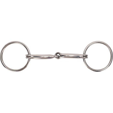 Morso da masticare in acciaio inox per cavalli, con doppio anello e fibbia, per dressage.