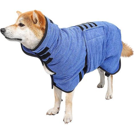 peignoir Pour Chien Chat Rglable Pyjama Couverture Schage Rapide Absorption (s, Blue) (1/5)