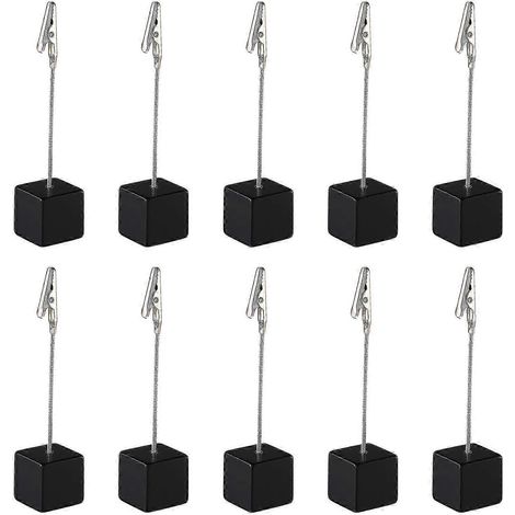 10 Pieces Wooden Base Photo Holder, Table Place Card Holder, Table Number Holder, Black (1/4)