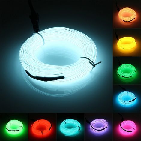 Ruban LED électroluminescent 5M Lumière blanche Modes constant et clignotant Alimentation 2 piles AA Étanche pour décoration et événements (1/5)