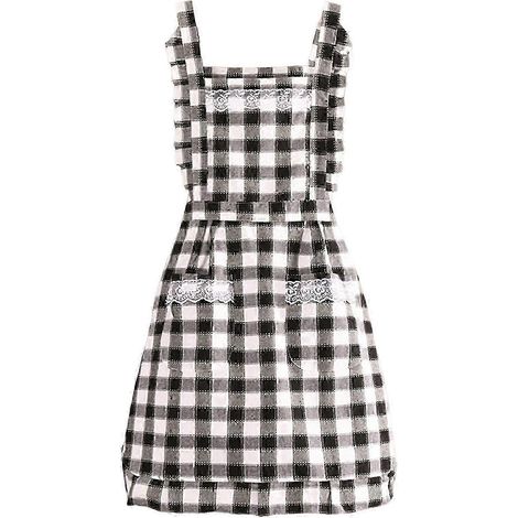 Ärmellose Backschürze mit Karomuster und Spitzendekor, kurz, doppellagig, ölabweisend, Unisex, mit zwei Taschen, ideal für Bäckereien.-Black (1/5)