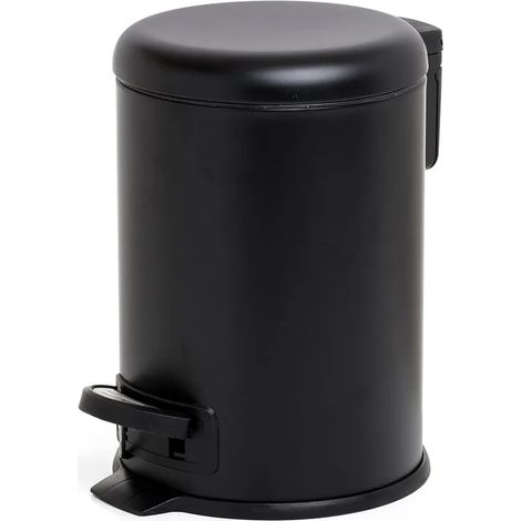 Cestino bagno nero acciaio inox con apertura a pedale e secchio interno removibile (1/3)