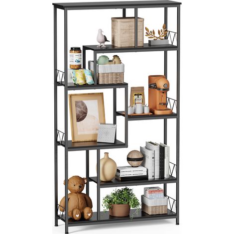 Bealife Metallregal mit 7 verstellbaren Etagen – Bücherregal 100 x 30 x 180 cm in Schwarz