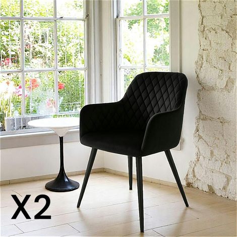 Fauteuil de table en velours noir (lot de 2) SAVONE (1/5)