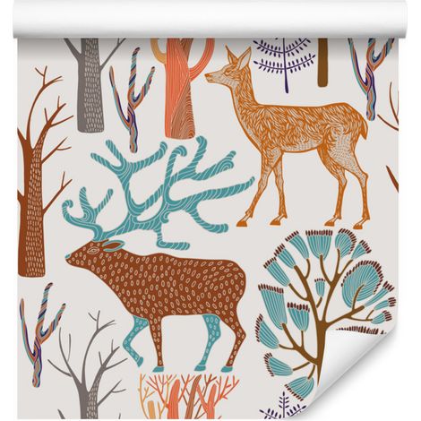 Carta da parati con animali del bosco per soggiorno e camera da letto, 50x1000 cm (1/5)