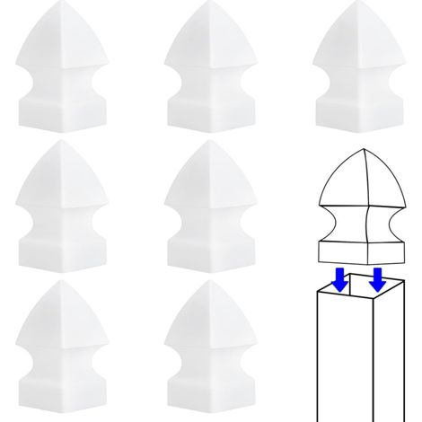 8 Pcs Capuchon de Poteau en Plastique, Chapeaux de Poteaux de Clôture Gothiques Décoratifs pour L'Extérieur pour Clôture Escalier Porche Terrasse Patio et Jardin, Diamètre Intérieur: 80x80mm (1/5)