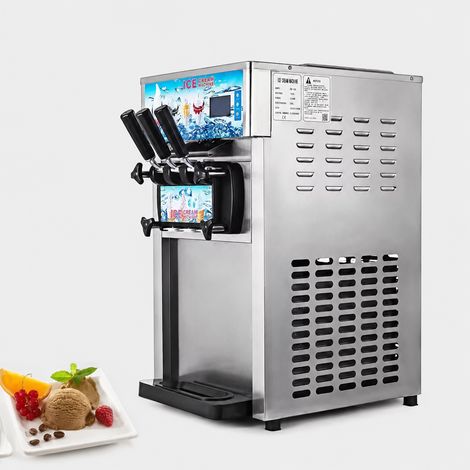 Machine à glace italienne de comptoir 1200W, 18 L/h, 2 cuves 3 L, 3 saveurs, inox 304, écran intelligent