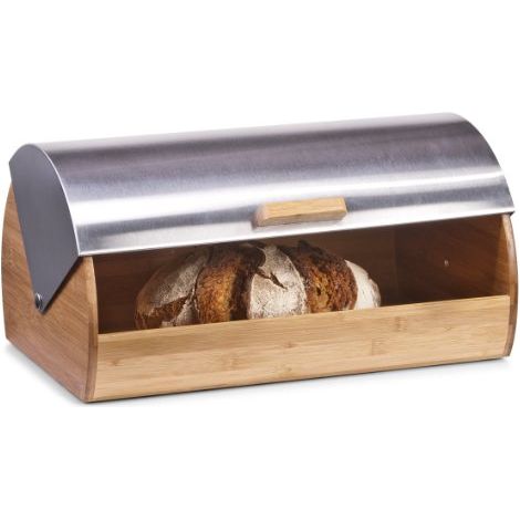 Zeller 25344 - Cassetta per il pane in bambù e acciaio INOX, 39 x 25,5 x 18,5 cm (1/4)