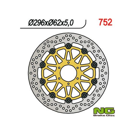 Disco de freno delantero NG para Honda XL 1000V '99-'03, VFR 800 '98-'16, V-TEC '02-'13, Cross Runner '11-'14, F6C '97-'03, CBR 600 F4 '99-'00 (296X62X5)