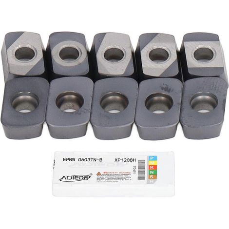 10-teiliges Set Wendeschneidplatten aus Hartmetall für Dreh- und Fräsmaschinen, CNC-Werkzeugset EPNW0603TN-B