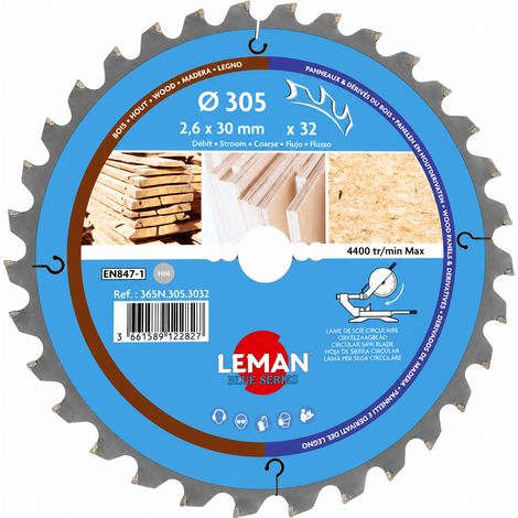 LEMAN Lame Scie Circulaire Carbure D305 mm 32T 365N3053032 Onglets Bois (1/5)