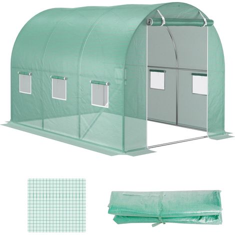 Telo di Ricambio per Serra da Giardino 3x2x2 m con 6 Finestre e Porta Avvolgibile Verde (1/5)