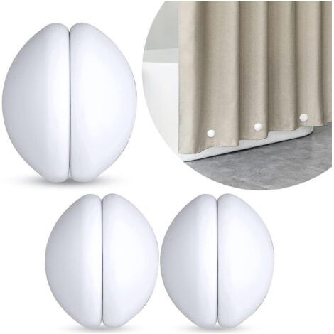 Sollbry Poids magnétiques pour rideau de douche, bas alourdi avec revêtement en silicone antirouille, empêche le rideau de douche de bouger avec le vent, convient pour rideaux et nappes (blanc, 3 pair (1/5)
