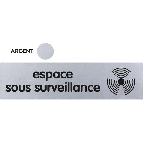 Plaque de porte Espace sous surveillance - Classique argent 170x45mm - 4320526 (1/2)