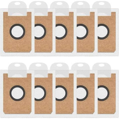 Lot de 4/10/20 sacs de collecte de poussière pour aspirateur Ultenic T10 pour ELite Robot Aspirateur, pièces de rechange, sacs à poussière de grande capacité (lot de 10) (1/4)