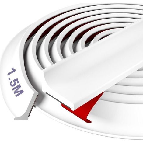 Seuil de Douche Barrage d'eau Silicone - Prime, Facile à Installer, Bloc d'eau de 12 MM, Idéal pour Les Salles de Bains, Les Douches et Les Cuisines, Blanc, 1,5 M