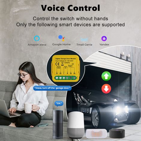 Tuya ZigBee Ouvre-porte Module de contrôleur de porte de garage intelligent Contrôle à distance par application de téléphone portable Compatible avec Alexa et Home pour la voix (1/5)