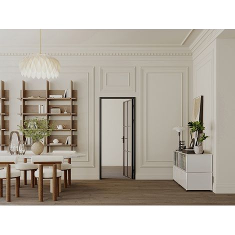 Bloc porte réversible en aluminium et verre trempé fumé - H204 x L83 cm - Noir - SEROTO (1/4)
