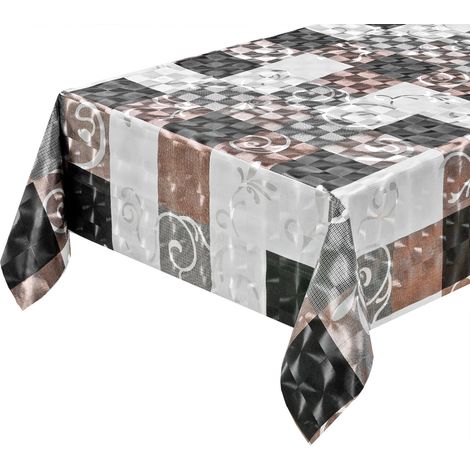 Tovaglia Cucina Antimacchia Metallizzata Lucida Plastificata Copri Tavolo Casa Elegante - 140x220 Cm