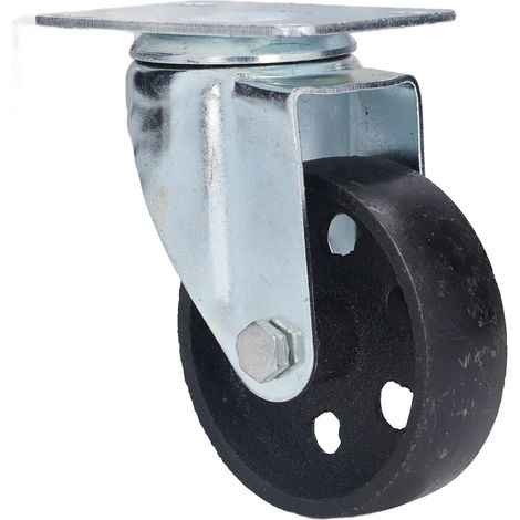 Roulette pivotante de 8,9 cm (3,5 po) en fonte, à double roulement, accessoire robuste pour chariot. (1/5)