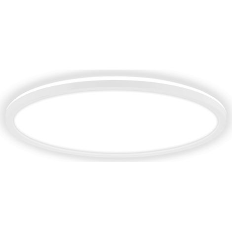 Plafonnier LED, lumière indirecte, design plat, intensité réglable par paliers, lumière blanc neutre, lampe de plafond, salon, cuisine, chambre, 42 x 3 cm, Blanc (1/5)