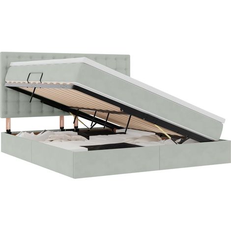 Maison Exclusive - LED-Speicherbett mit Matratze Hellgrau 160 x 2