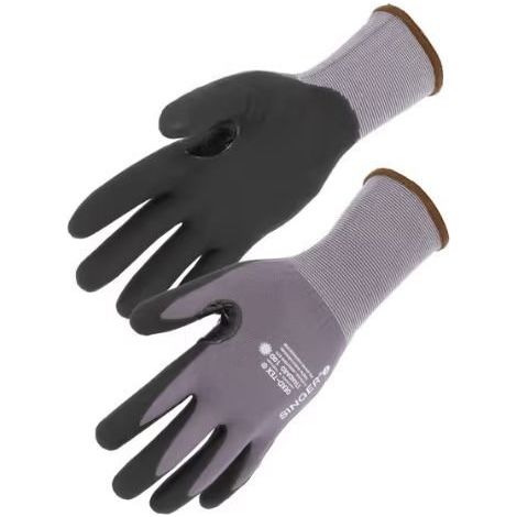 Gant de Travail Nitrile Mousse SINGER - Sans Couture - Dos Aere - Renfort Pouce/Index - Jauge 15 - Taille 9 (1/2)