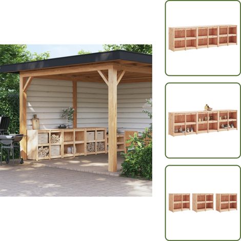 Bois de pin - vidaXL Armoires de cuisine d'extérieur MEPPEL 3 pcs bois de pin massif - Cuisine de jardin (1/5)