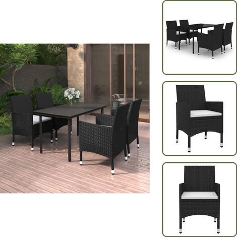 Ratán sintético - vidaXL Set comedor de jardín 5 pzas y cojines ratán sintético y vidrio - Cojines de jardín