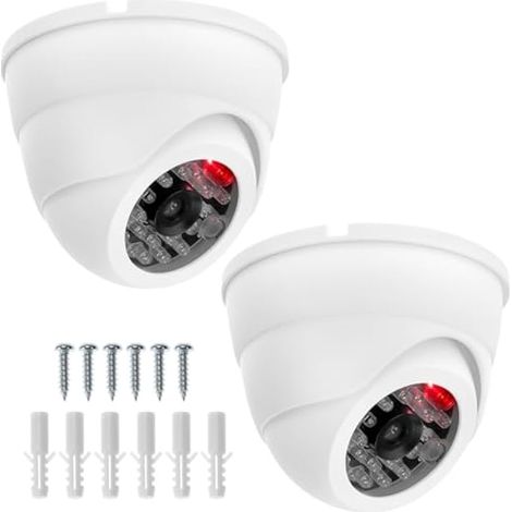 2X Caméra dôme factice avec LED - Fausse caméra pour intérieur et extérieur - Trompement réelle (1/5)