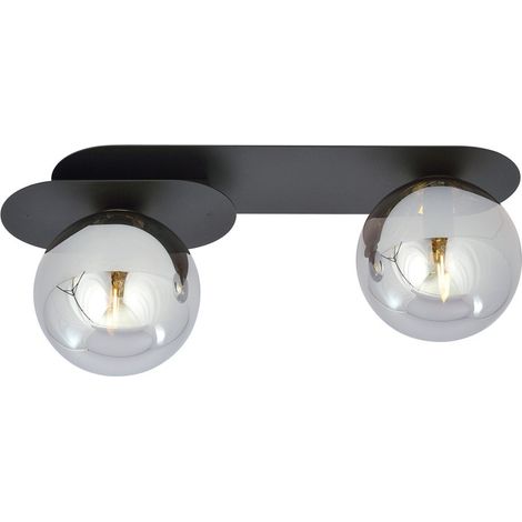 Lampada a Soffitto Plaza, Acciaio verniciato a polvere, Vetro, Nero, Grigio, 45x18x14 cm (1/5)