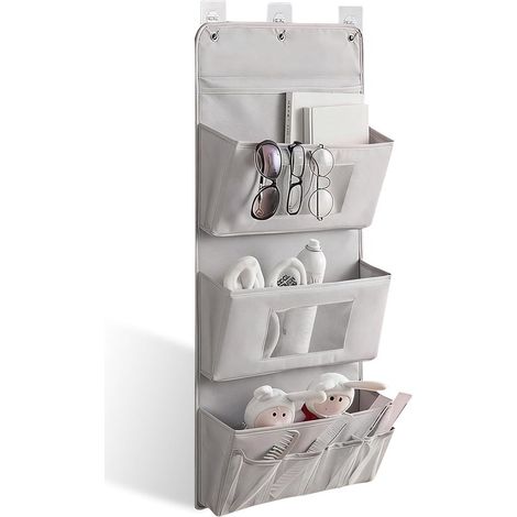 Organizador colgante de 3 niveles de 40x90 cm: organizador de pared plegable de tela Oxford con 3 compartimentos y 3 ganchos (1/5)