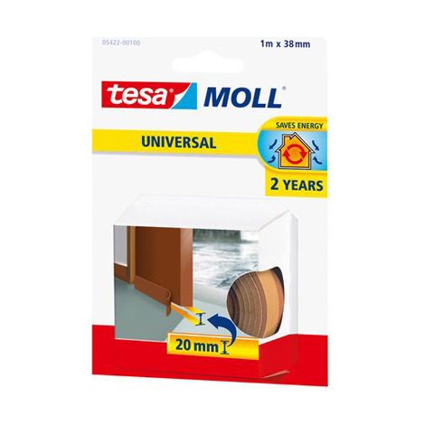 TESA burlete umbral 1 m x 38 mm marron , Cinta autoadhesiva para sellar la puerta puede pegarse fácilmente sin la necesidad de hacer agujeros ni apretar tornillos. Se usa incluso e (1/3)