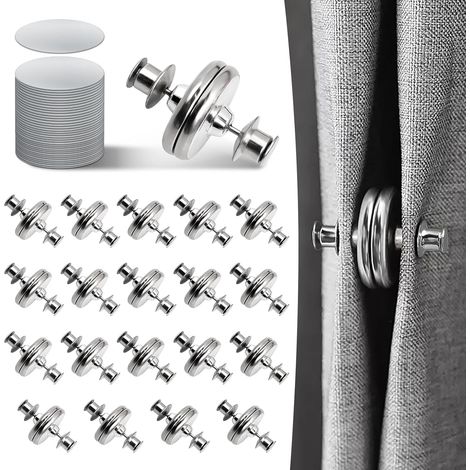 Bardusch-Magnétiques Rideaux,20 Paires de Boutons Magnétiques, Contrepoids pour Rideaux de Douche, Aimants de Douche pour la Chambre, la Salle de Bain Bureau (1/5)
