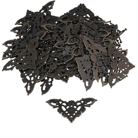 Lot de 40 protections d'angle vintage pour boîtes, bureaux et étagères (1,3 x 1,3 pouce). (1/3)