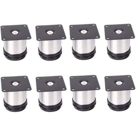 8 Pieds De Meubles RéGlables En Acier Inoxydable,Réglables 50 mm De Hauteur épaissir les pieds d'armoire Pieds de table Pieds de meubles,Acier inoxydable brossé,Hauteur réglable 0-15 mm (1/5)