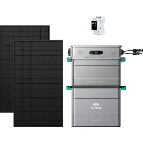 Zendure SolarFlow 800 Pro 2 - Stockage énergétique solaire domestique 800W, gestion intelligente, IP65, avec Compteur intelligent 3CT, AB2000L, avec 450Wx2 Panneau Bifacial