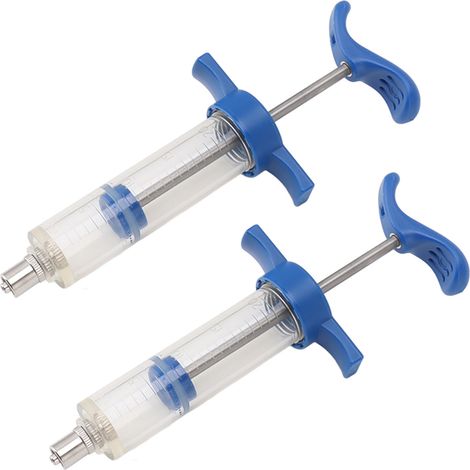 Lot de 2 seringues nourrissantes réutilisables en plastique, acier et alliage pour chèvres, chevaux, moutons, chiens, cochons et chats (20 ml). (1/5)