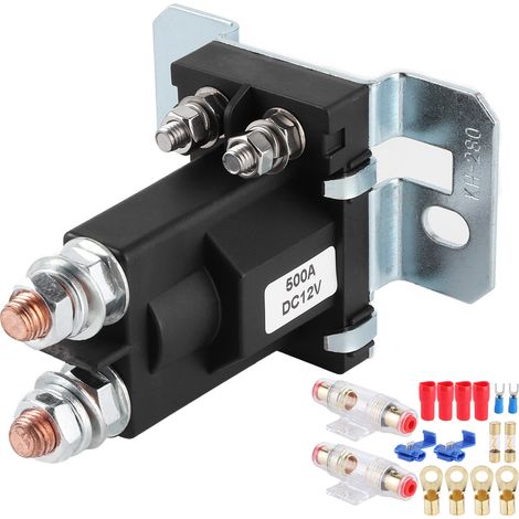 Relais CC 12 V/500 A, porte-fusible 100 A, isolateur de charge à double batterie, convient aux automobiles, camping-cars et yachts. (1/5)