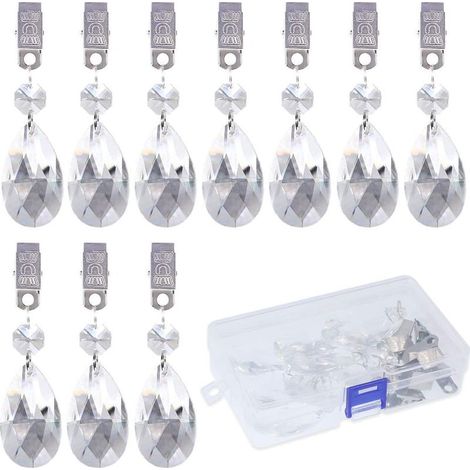 10 pcs Clip en Métal des Cucurbitaceae prismes de verre de cristal Pendentif Poids de Nappe Convient pour la maison,les fêtes,les pique niques,restaurant,les mariages,les buffets,etc. (1/5)