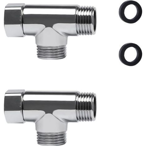 2-teiliges WC-Umstellventil-T-Stück 1/2" auf 3-Wege-WC-Umstellventil, 3-Wege-Wasserhahn-T-Ventil-Anschlussumsteller (1/5)