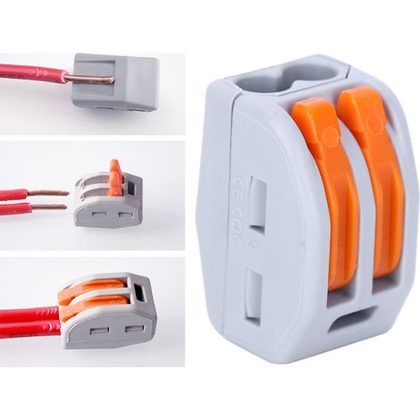 Lot de 20 connecteurs de câblage compacts PCT-212 à 2 ports, connexion rapide pour câbles électriques et d'éclairage. (1/5)