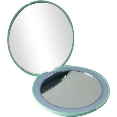 Miroir cosmétique double face avec éclairage LED, pliable, avec fonction de chargement USB, vert - RAPANDA (1/4)