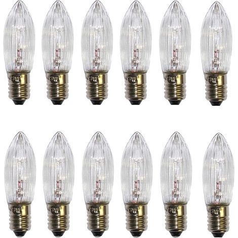 Lot de 12 Ampoule E10, Incandescente 34V 3W, Blanc Chaud 2700K, Pour Guirlande Lumineuse (1/5)