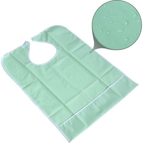 Bavoir imperméable pour adulte, tablier de protection pour repas (vert clair)-64.70X45.90X1.00CM-Green (1/3)
