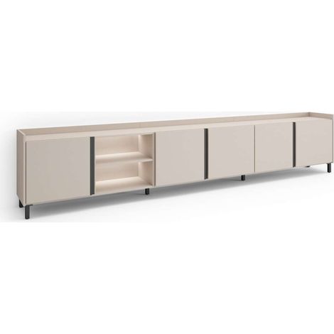 Mueble TV Salinas-01 de 309x61x35 cm con puertas abatibles, LED, color beige (1/4)